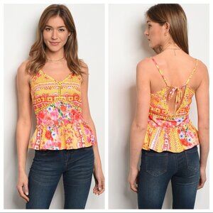 🎉2xHost Pick🎉Yellow Red Strap Top NEW